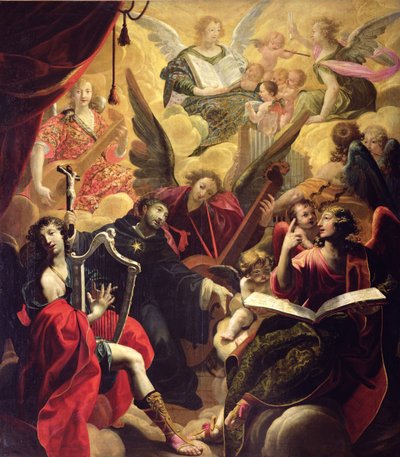 St. Nicolaas van Tolentino met een concert van engelen, 1650 door Ambroise Fredeau